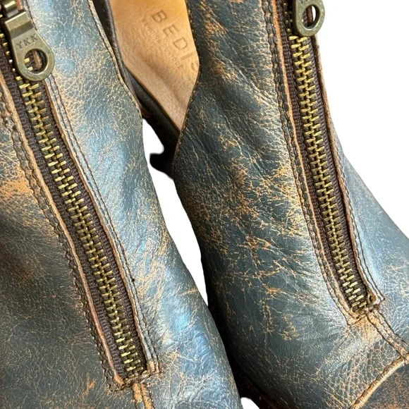 Bed Stu blue Olena zip front peep toe block heels SZ. 6 - Picture 5 of 15